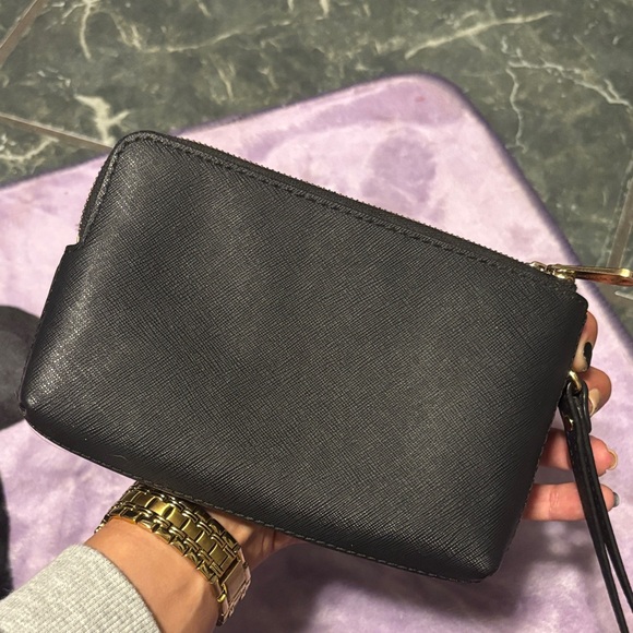 Michael Kors Black Canvas Leather Wristlet - Picture 3 of 11